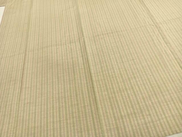 平和屋着物▽上質な紬　単衣　縞　正絹　逸品　AABC0593fy