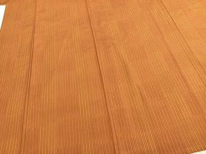 平和屋着物▽上質な紬 単衣 縞 白川 反端付き 正絹 逸品 AABC0596fy