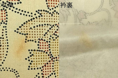 平和屋着物▽上質な紬 単衣 花唐草文 正絹 逸品 AABC0599fy