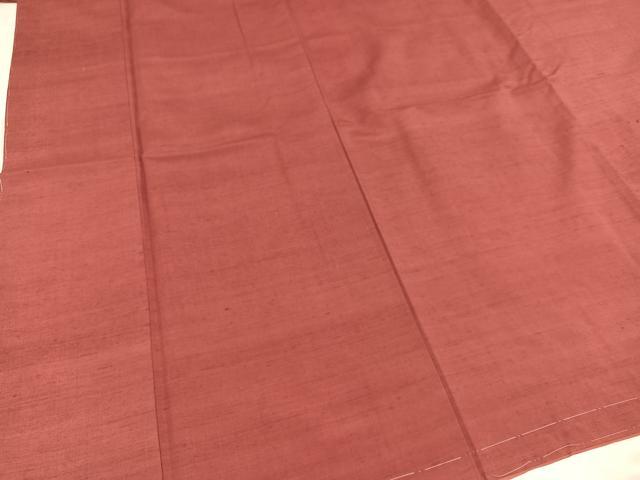 平和屋着物●上質な紬　色無地　蘇芳香色　正絹　逸品　未使用　AABC0610ph