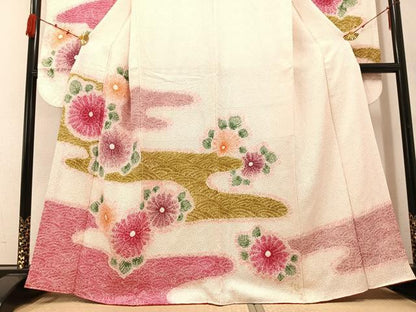 平和屋着物●豪華振袖 総絞り 霞花文 正絹 逸品 AABC0619ph