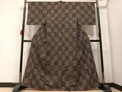 平和屋着物●本場大島紬　一元絣　吉祥草花文　正絹　逸品　AABC0623ph