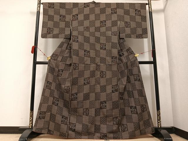平和屋着物●本場大島紬　一元絣　吉祥草花文　正絹　逸品　AABC0623ph