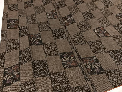 平和屋着物●本場大島紬　一元絣　吉祥草花文　正絹　逸品　AABC0623ph