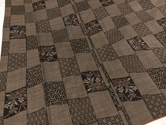 平和屋着物●本場大島紬　一元絣　吉祥草花文　正絹　逸品　AABC0623ph