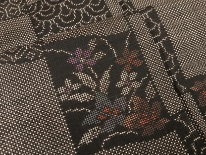 平和屋着物●本場大島紬　一元絣　吉祥草花文　正絹　逸品　AABC0623ph