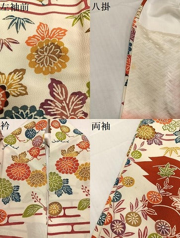 平和屋着物●豪華振袖 型染め 草花文 正絹 逸品 AABC0624ph