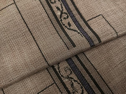 平和屋着物●上質な紬　幾何学文様　正絹　逸品　AABC0629ph