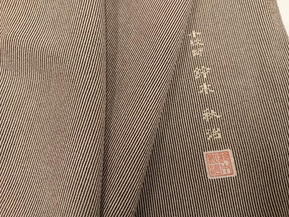 平和屋着物●小紋師　鈴木秋治　江戸小紋　万筋　憲法色×白橡色　正絹　逸品　AABC0631ph