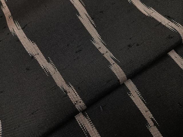 平和屋着物●お召　立涌文　黒地　正絹　逸品　AABC0635ph