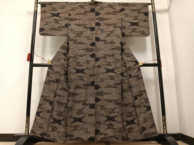 平和屋着物●本場大島紬　カタス9マルキ　雲重ね草花文　正絹　逸品　未使用　AABC0638ph