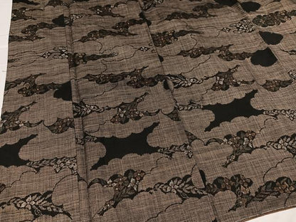 平和屋着物●本場大島紬　カタス9マルキ　雲重ね草花文　正絹　逸品　未使用　AABC0638ph