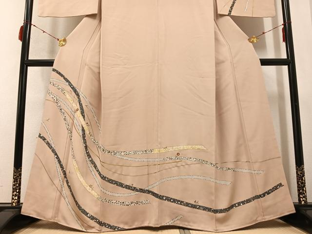 平和屋着物●訪問着 刺繍 草花文 金銀彩 正絹 逸品 AABC0652ph
