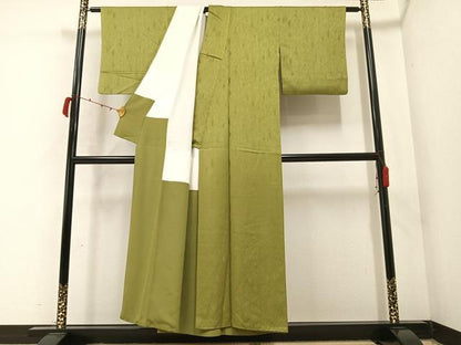 平和屋着物●上質な色無地　紋意匠　梅幸茶色　正絹　逸品　AABC0655ph