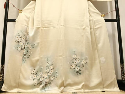 平和屋着物●訪問着　作家物　手描き　草花文　暈し染め　正絹　逸品　AABC0657ph