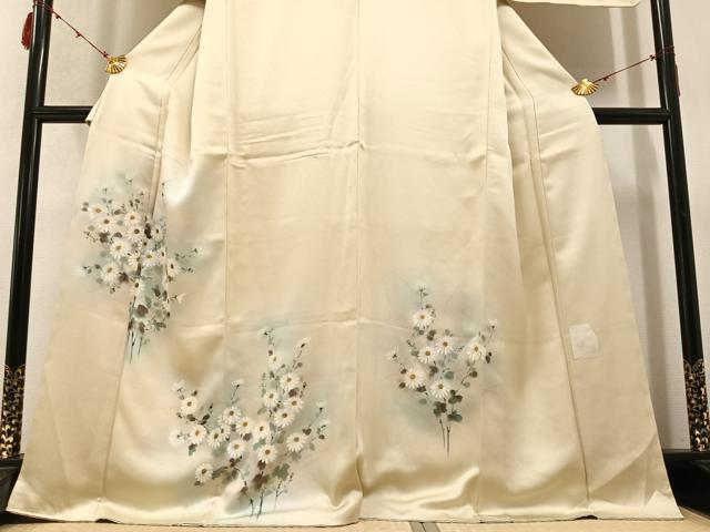 平和屋着物●訪問着　作家物　手描き　草花文　暈し染め　正絹　逸品　AABC0657ph