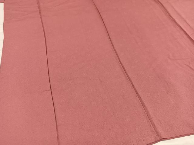 平和屋着物●上質な色無地　花地紋　退紅色　正絹　逸品　AABC0660ph