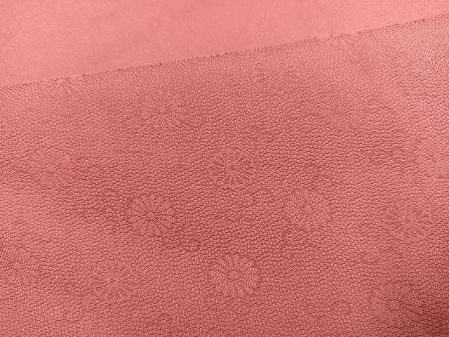 平和屋着物●上質な色無地　花地紋　退紅色　正絹　逸品　AABC0660ph