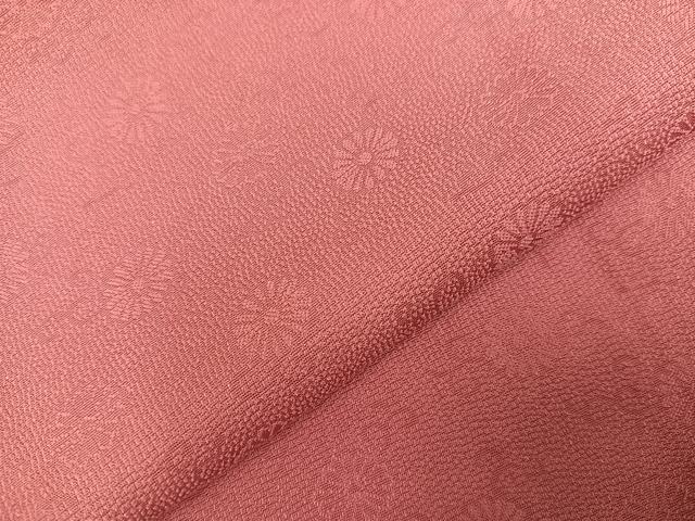 平和屋着物●上質な色無地　花地紋　退紅色　正絹　逸品　AABC0660ph