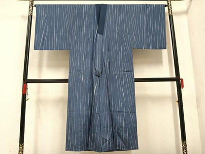 平和屋着物●男性 長襦袢 袷 絞り 藍 間道 正絹 逸品 AABC0665ph