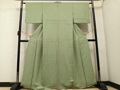 平和屋着物●上質な色無地 山葵色 正絹 逸品 AABC0670ph