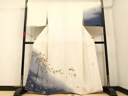 平和屋着物●漆工芸作家　金森一博　訪問着　枝桜文　暈し染め　金彩　正絹　逸品　AABC0680ph