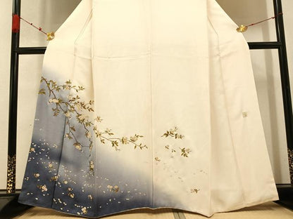 平和屋着物●漆工芸作家　金森一博　訪問着　枝桜文　暈し染め　金彩　正絹　逸品　AABC0680ph