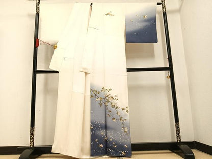 平和屋着物●漆工芸作家　金森一博　訪問着　枝桜文　暈し染め　金彩　正絹　逸品　AABC0680ph