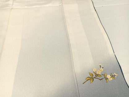 平和屋着物●漆工芸作家　金森一博　訪問着　枝桜文　暈し染め　金彩　正絹　逸品　AABC0680ph