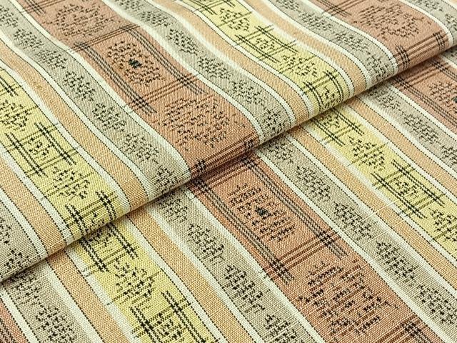 平和屋着物▽上質な紬 単衣 間道 正絹 逸品 AABC0682jh
