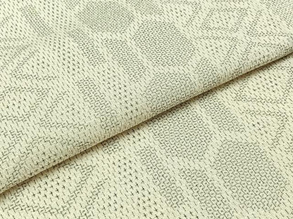 平和屋着物▽本塩沢 単衣 110亀甲 間道 正絹 逸品 AABC0684jh