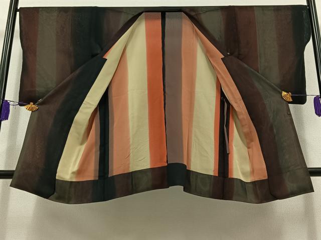 平和屋着物▽道行コート　スリーシーズン　春夏秋　塵除け　間道　正絹　逸品　AABC0687jh