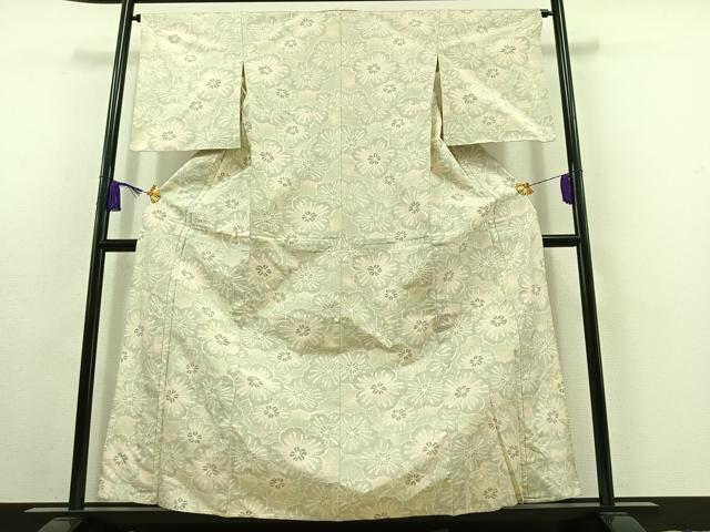 平和屋着物▽上質な紬 単衣 花尽くし文 正絹 逸品 AABC0689jh