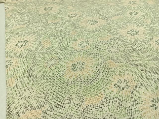 平和屋着物▽上質な紬 単衣 花尽くし文 正絹 逸品 AABC0689jh