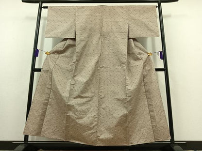 平和屋着物▽上質な紬 単衣 蚊絣 正絹 逸品 AABC0690jh