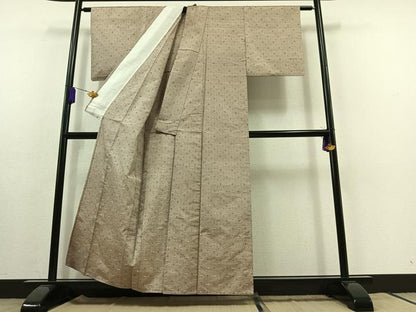 平和屋着物▽上質な紬 単衣 蚊絣 正絹 逸品 AABC0690jh