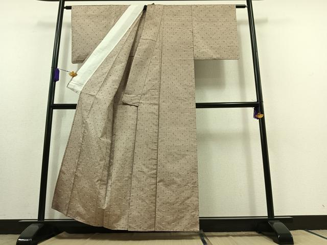 平和屋着物▽上質な紬 単衣 蚊絣 正絹 逸品 AABC0690jh