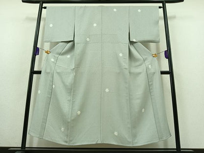 平和屋着物▽上質な小紋 単衣 舞花文 正絹 逸品 AABC0693jh