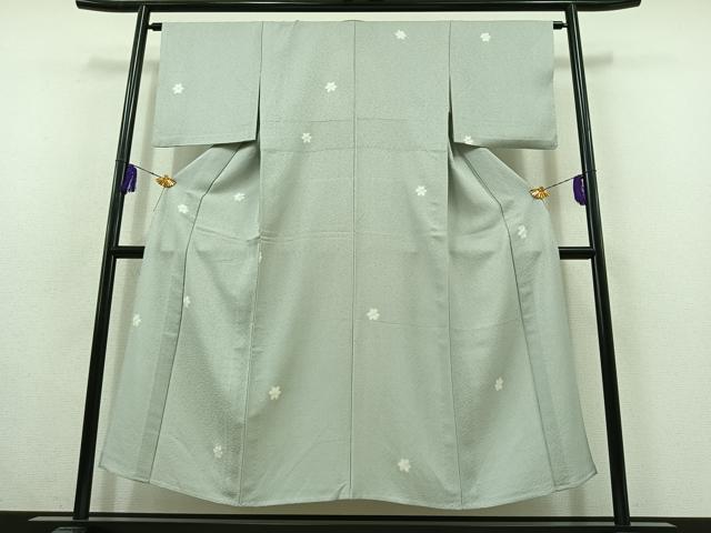 平和屋着物▽上質な小紋 単衣 舞花文 正絹 逸品 AABC0693jh