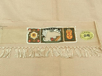 平和屋着物▽お召 単衣 本場越後小絣 証紙付き 正絹 逸品 AABC0700jh