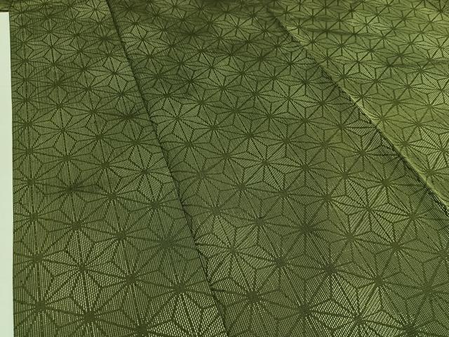 平和屋着物▽上質な紬 単衣 麻の葉文様 正絹 逸品 AABC0702jh