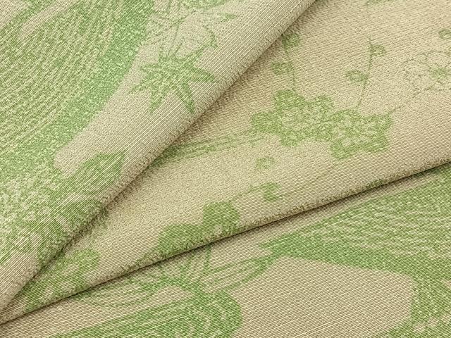 平和屋着物▽上質な小紋 単衣 お召地 流水花鳥文 正絹 逸品 AABC0703jh