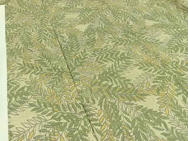 平和屋着物▽上質な紬 単衣 枝葉文 正絹 逸品 AABC0704jh