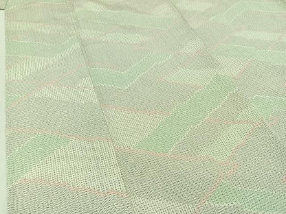 平和屋着物▽上質な紬 単衣 幾何学文様 正絹 逸品 AABC0705jh