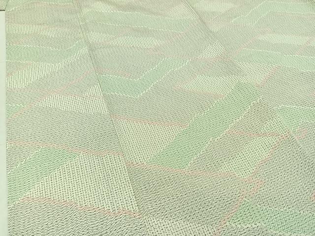 平和屋着物▽上質な紬 単衣 幾何学文様 正絹 逸品 AABC0705jh