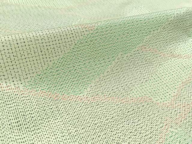 平和屋着物▽上質な紬 単衣 幾何学文様 正絹 逸品 AABC0705jh