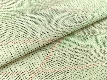 平和屋着物▽上質な紬 単衣 幾何学文様 正絹 逸品 AABC0705jh