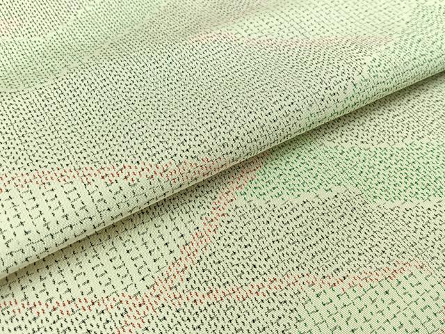 平和屋着物▽上質な紬 単衣 幾何学文様 正絹 逸品 AABC0705jh
