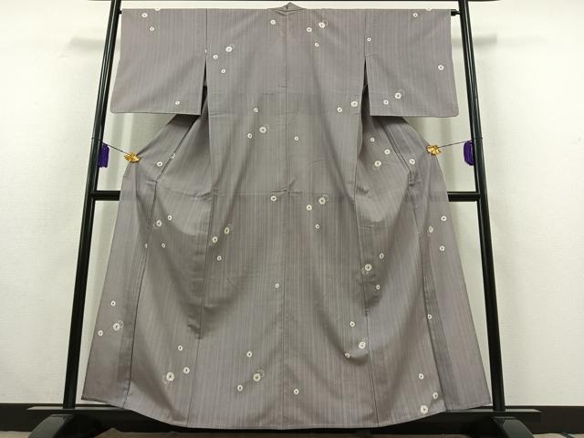 平和屋着物▽上質な小紋 単衣 絞り 舞花文 正絹 逸品 AABC0713jh