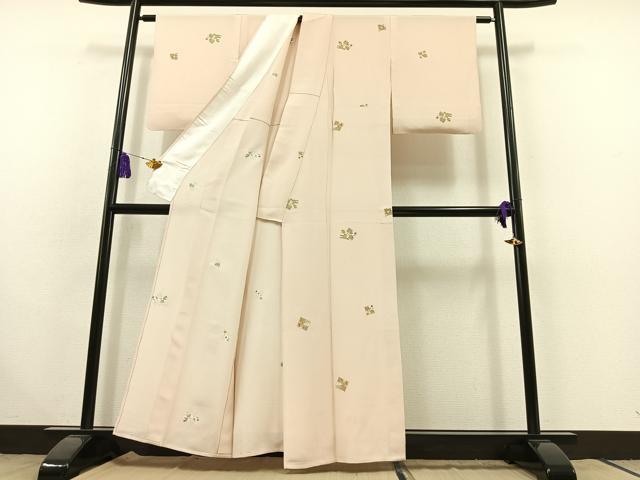 平和屋着物▽上質な小紋 単衣 色紙花文 金彩 正絹 逸品 AABC0715jh